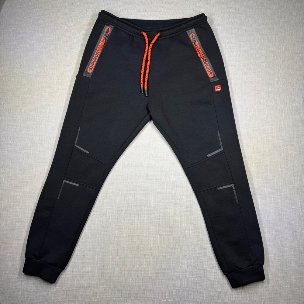 Superdry Sport Mens Gym Tech Stretch Joggers Sweatpants Black Size Medium